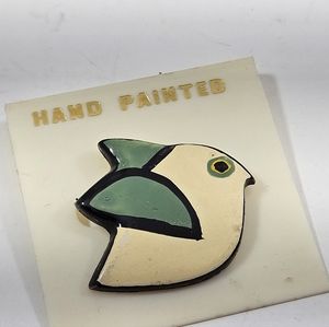 Vintage button pin hand painted Boho Cottagecore